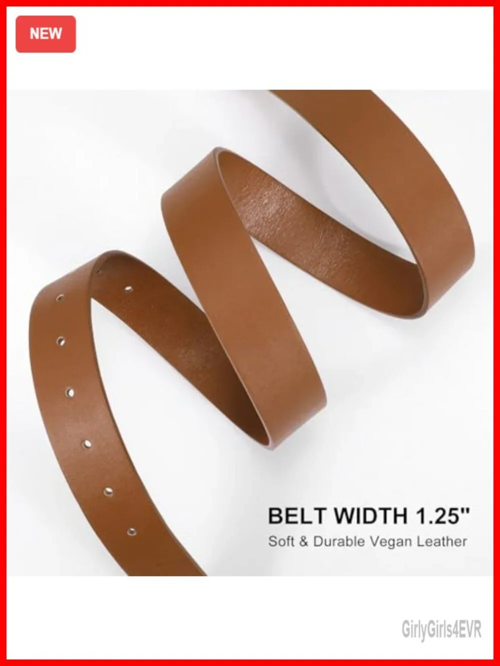 Vegan Leather Women Belt with Circle Gold Buckle Fashion Waist Belt for Jeans
